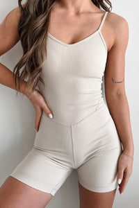 Success Is A Journey Ribbed Catsuit Romper (Seashell) - NanaMacs