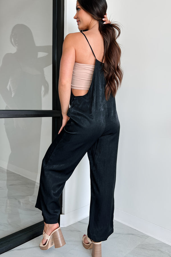 Cutest Aesthetic Button Front Jumpsuit (Black) - NanaMacs