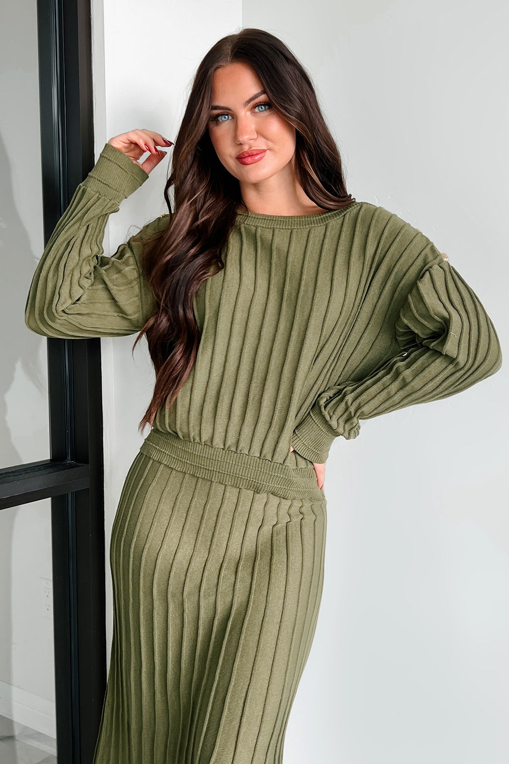 Business Talks Button Detailed Sweater (Olive) - NanaMacs