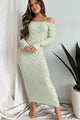 Successfully Stylish Off The Shoulder Sweater Maxi Dress (Sage) - NanaMacs