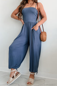 Simple Moments Balloon Leg Jumpsuit (Slate Blue) - NanaMacs