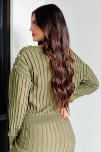 Business Talks Button Detailed Sweater (Olive) - NanaMacs