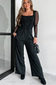 Message Received Wide Leg Suspender Jumpsuit (Black) - NanaMacs