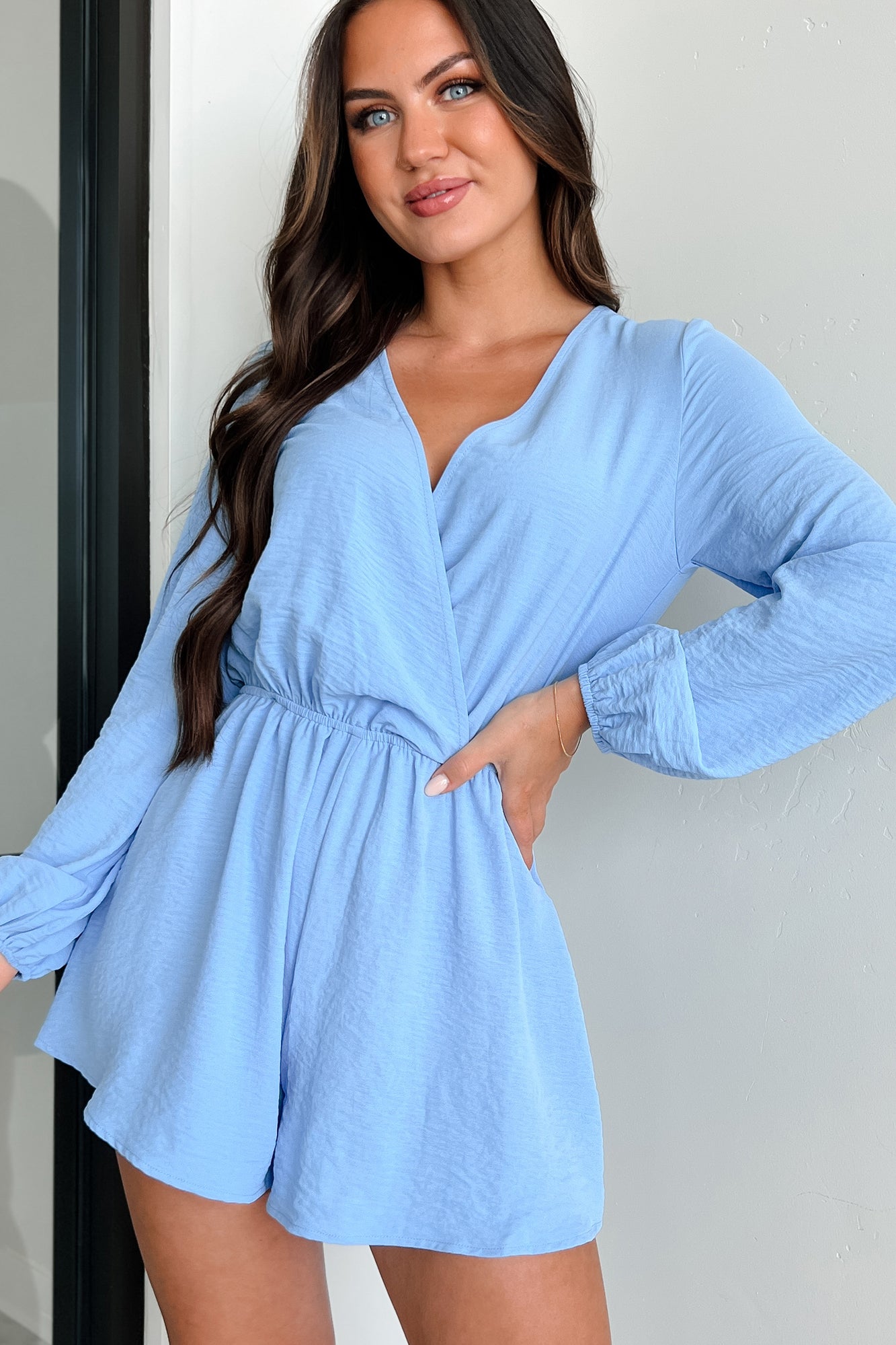 Covey Long Sleeve Romper (Light Blue) - NanaMacs