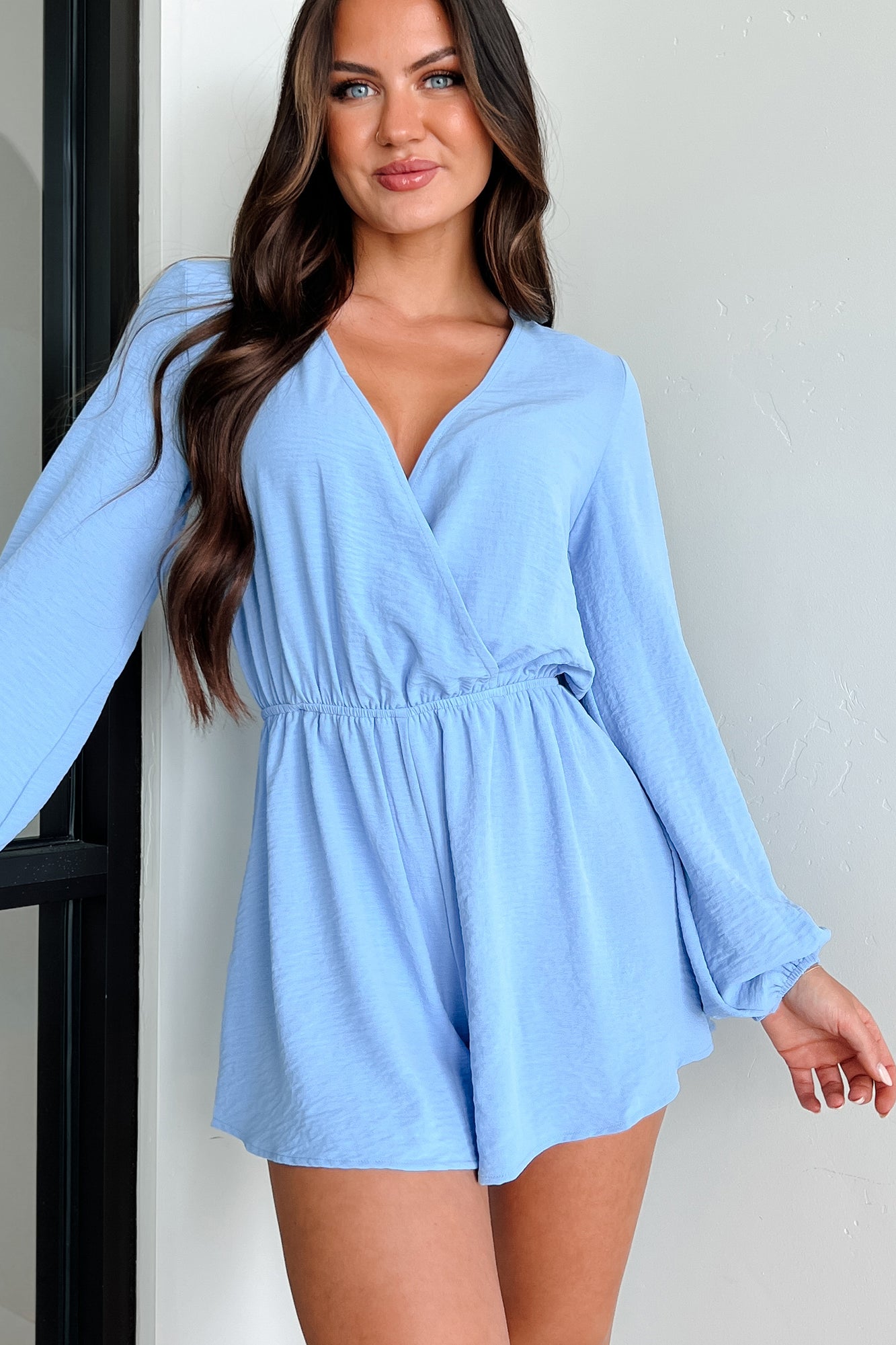 Covey Long Sleeve Romper (Light Blue) - NanaMacs