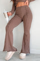 Talk It Through Lettuce Seam Flare Pants (Espresso) - NanaMacs