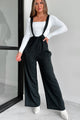 Message Received Wide Leg Suspender Jumpsuit (Black) - NanaMacs