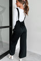 Message Received Wide Leg Suspender Jumpsuit (Black) - NanaMacs