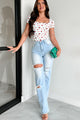 Only Good Days High Rise Distressed Wide Leg Jeans (Light) - NanaMacs