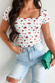 Everyday Happiness Cherry Print Top (White/Cherry) - NanaMacs