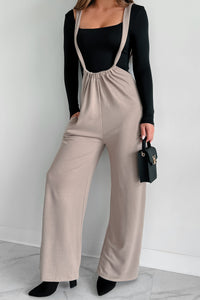 Message Received Wide Leg Suspender Jumpsuit (Mocha) - NanaMacs