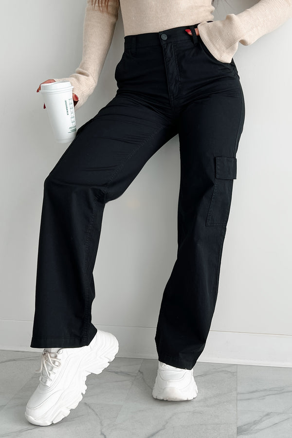 Janae High Rise Eunina Cargo Pants (Washed Black)