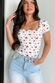 Everyday Happiness Cherry Print Top (White/Cherry) - NanaMacs