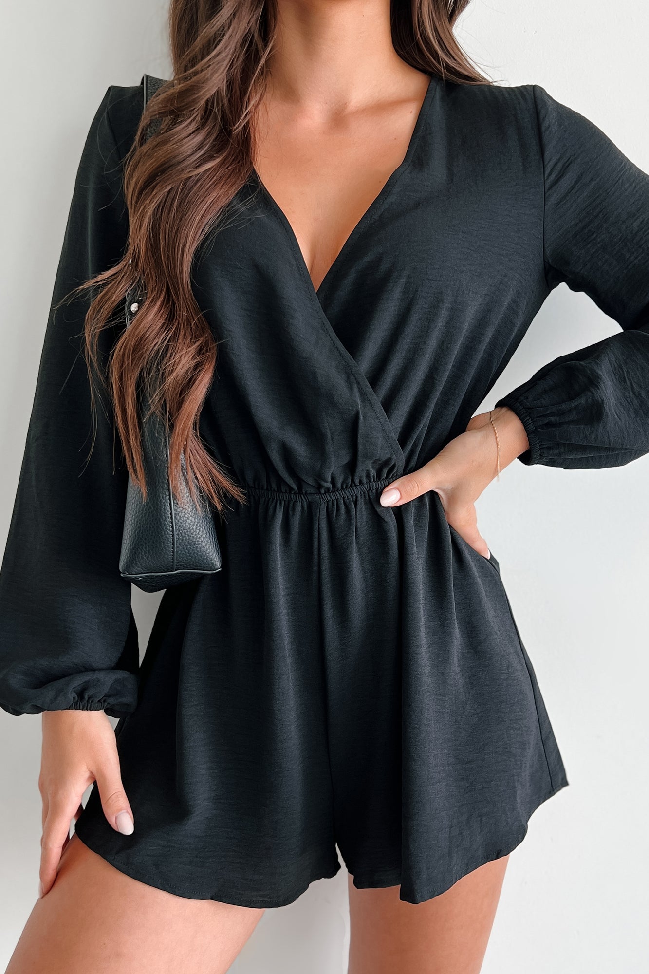 Covey Long Sleeve Romper (Black) - NanaMacs