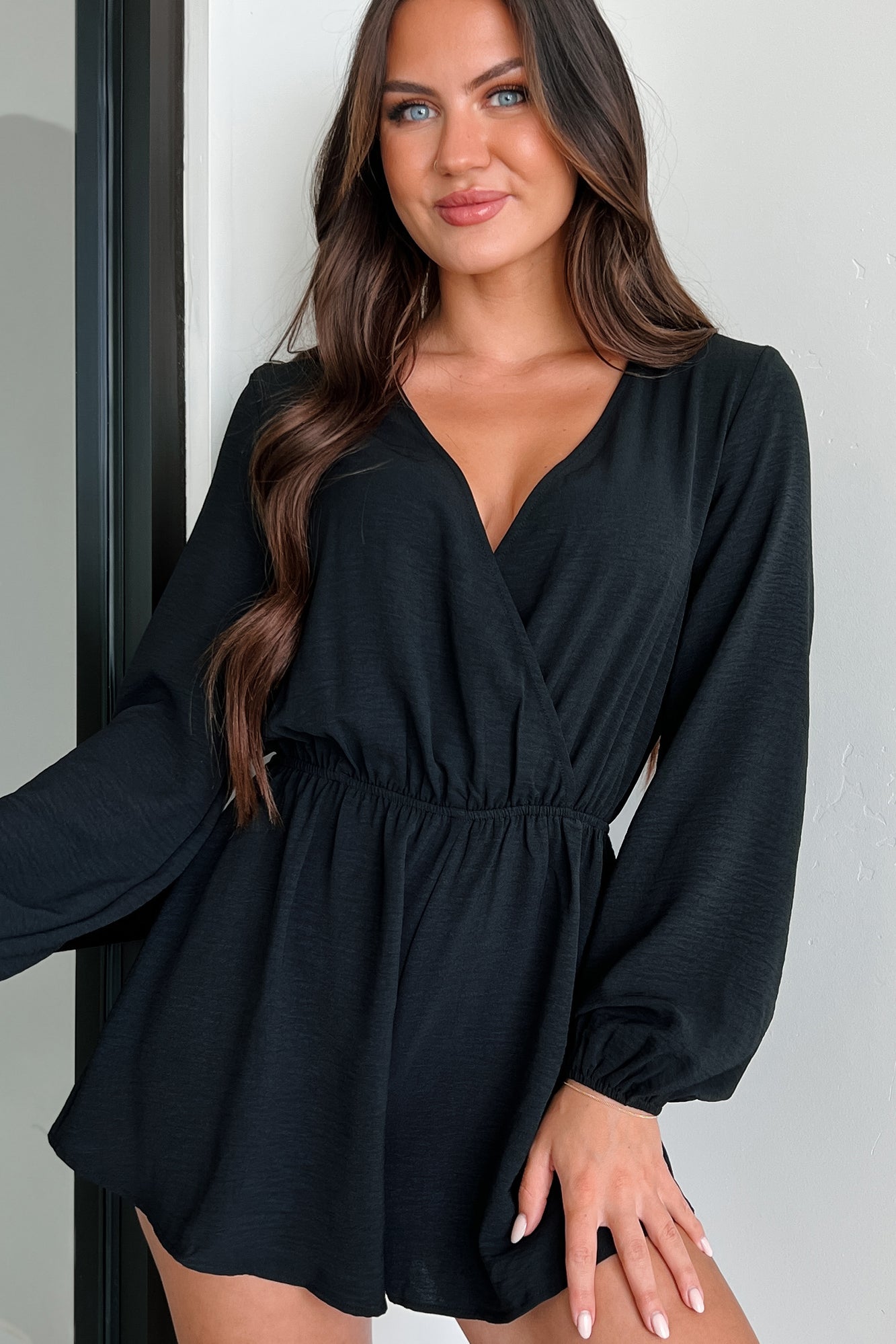 Covey Long Sleeve Romper (Black) - NanaMacs