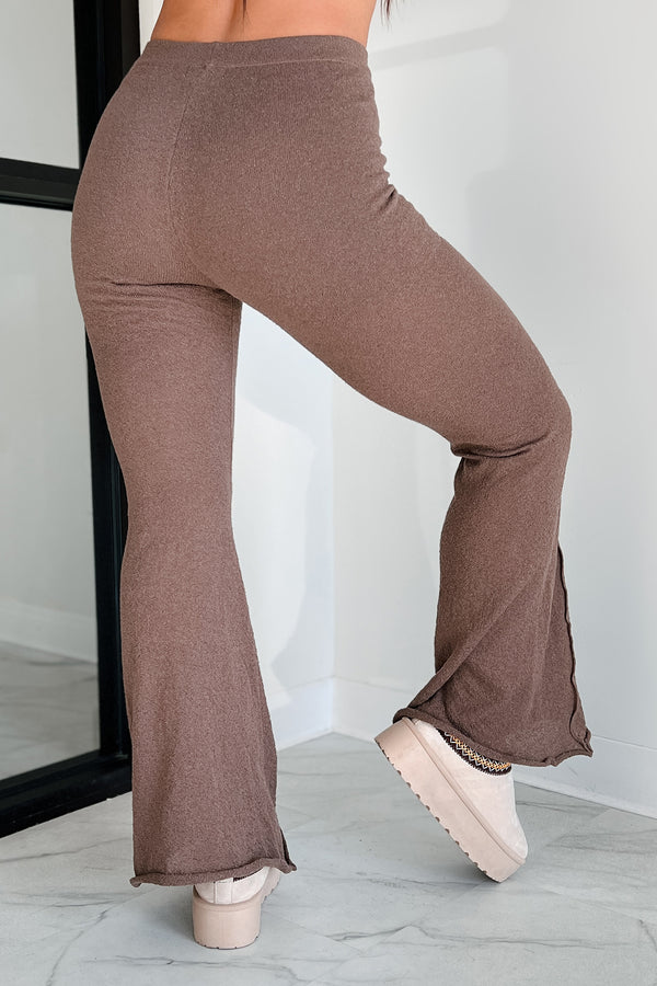 Talk It Through Lettuce Seam Flare Pants (Espresso) - NanaMacs