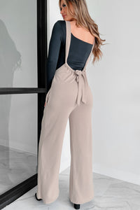 Message Received Wide Leg Suspender Jumpsuit (Mocha) - NanaMacs