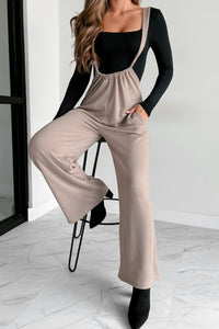 Message Received Wide Leg Suspender Jumpsuit (Mocha) - NanaMacs