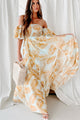 Leaving On A Getaway Off The Shoulder Maxi Dress (Light Blue/Yellow) - NanaMacs