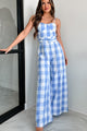 Doing Life With You Belted Gingham Jumpsuit (Blue) - NanaMacs