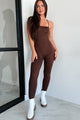 Time To Walk Away Lace-Up Back Jumpsuit (Coffee) - NanaMacs