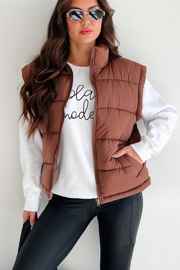 A Call From Fall Puffer Vest (Chocolate) - NanaMacs