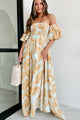 Leaving On A Getaway Off The Shoulder Maxi Dress (Light Blue/Yellow) - NanaMacs