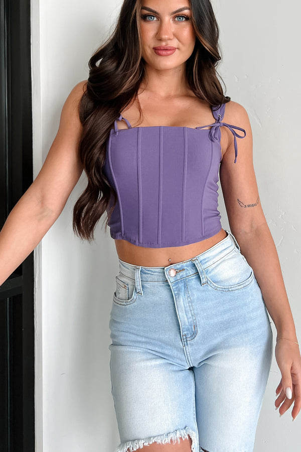 Valiant Effort Tie Detail Corset Top (Grape) - NanaMacs