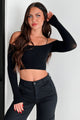 Luca Seamless Cold Shoulder Top (Black) - NanaMacs