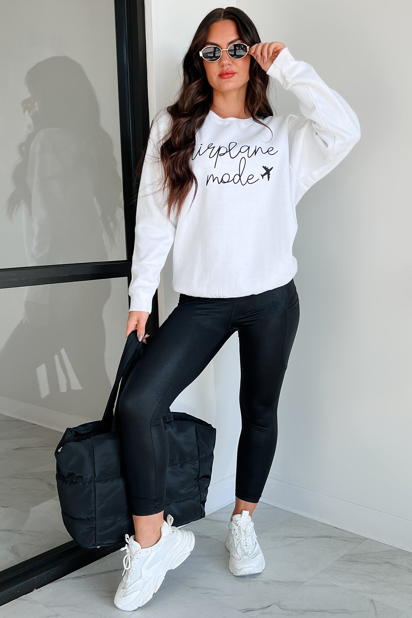 "Airplane Mode" Graphic Sweatshirt (White) - NanaMacs