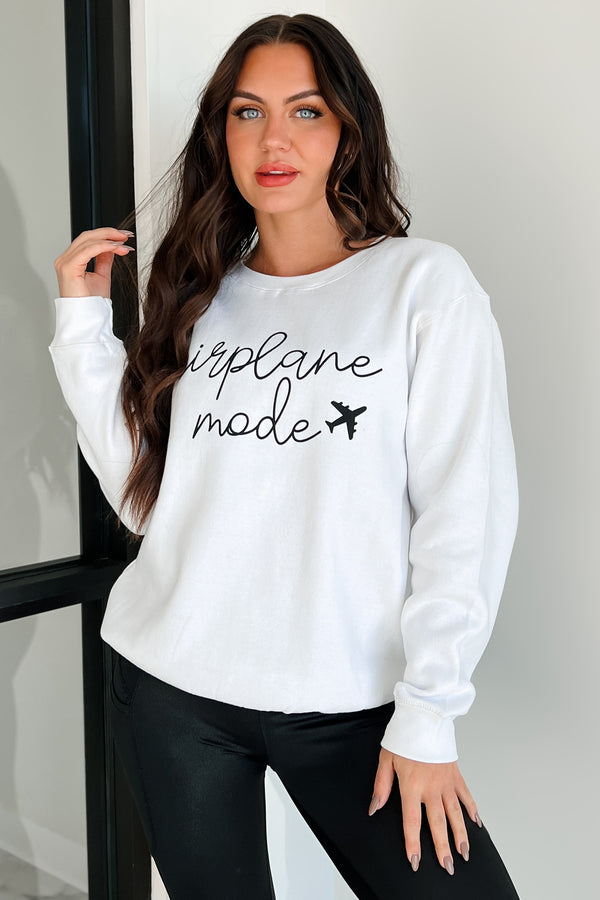 "Airplane Mode" Graphic Sweatshirt (White) - NanaMacs