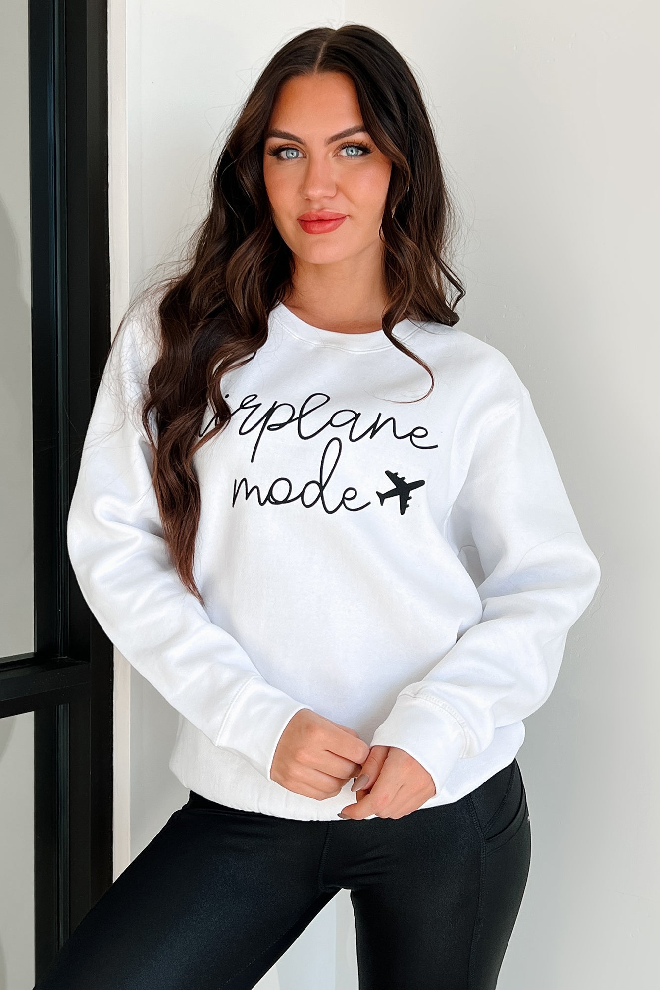 "Airplane Mode" Graphic Sweatshirt (White) - NanaMacs