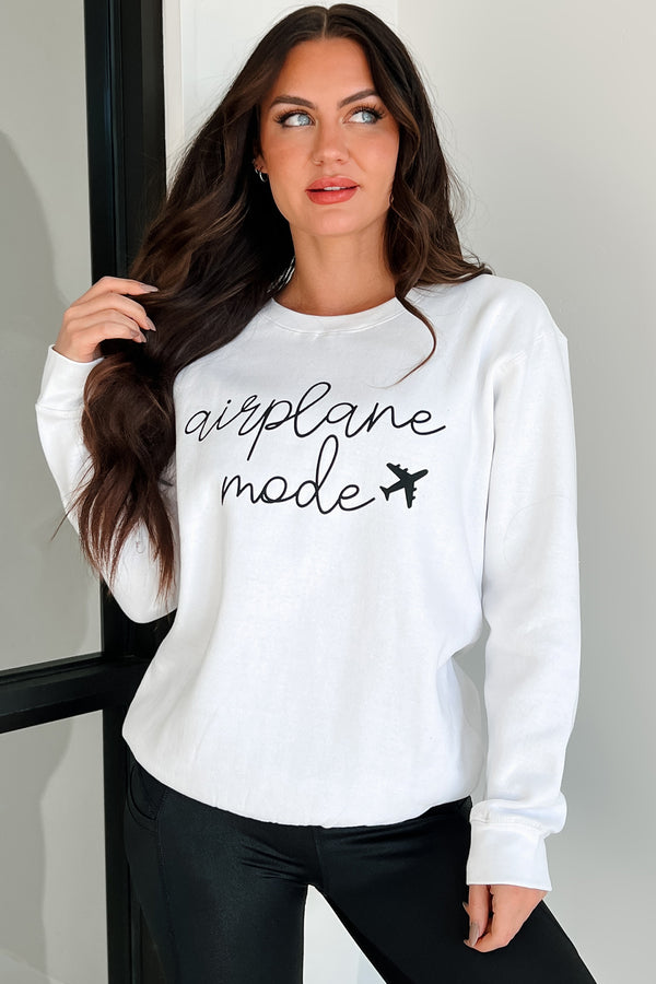 "Airplane Mode" Graphic Sweatshirt (White) - NanaMacs