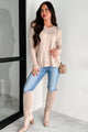 Chiara Ribbed Back V-Neck Sweater (Oatmeal) - NanaMacs