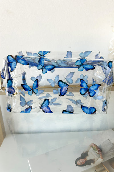 Only The Essentials Clear Vinyl Printed Cosmetic Pouch (Butterfly) - NanaMacs