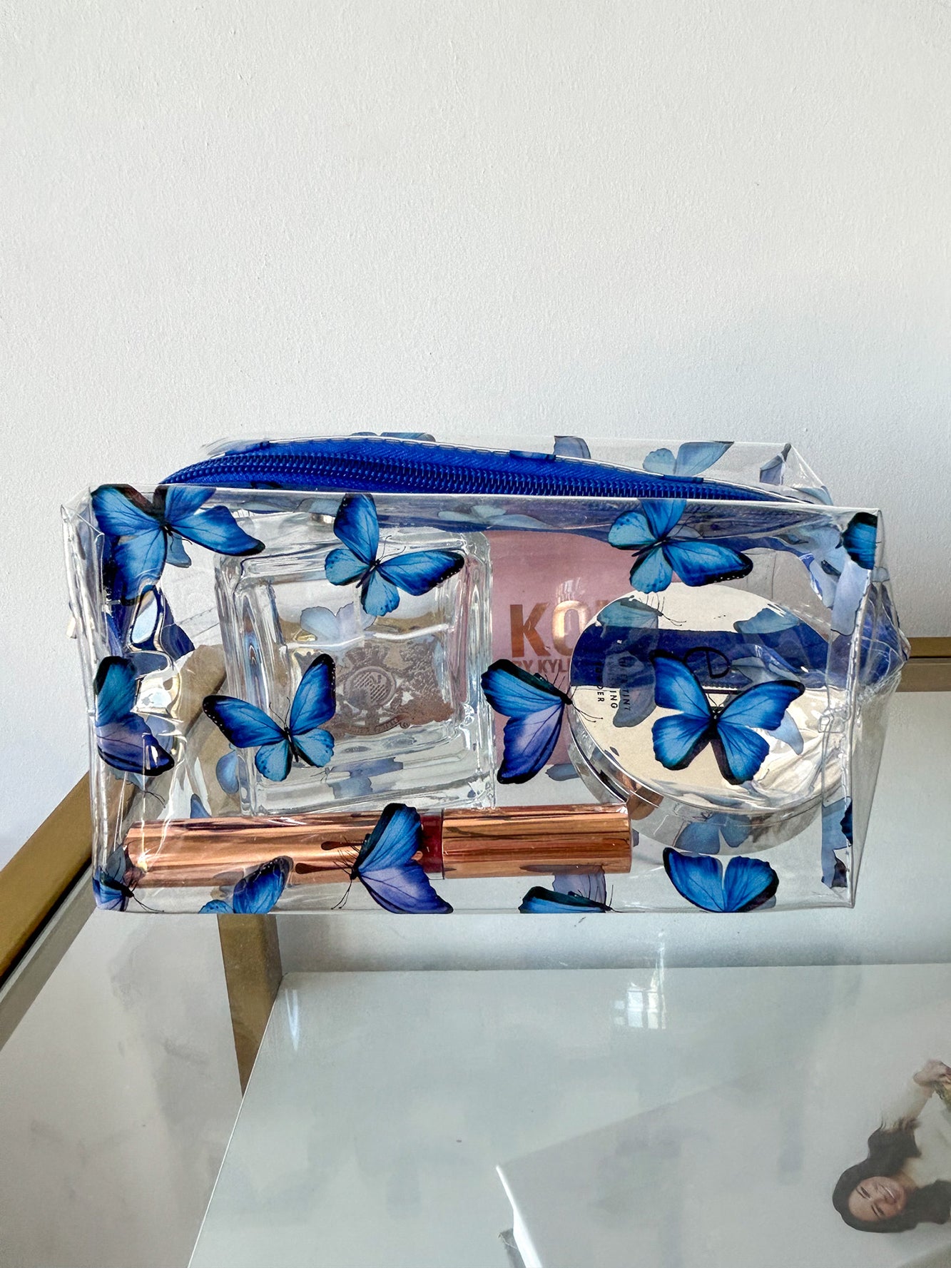 Only The Essentials Clear Vinyl Printed Cosmetic Pouch (Butterfly) - NanaMacs