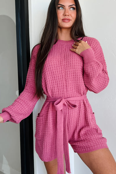 Putting My Troubles Aside Sweater Knit Romper (Berry) - NanaMacs