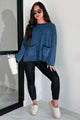 Humor Me Pocketed Sweater Top (Midnight Blue) - NanaMacs