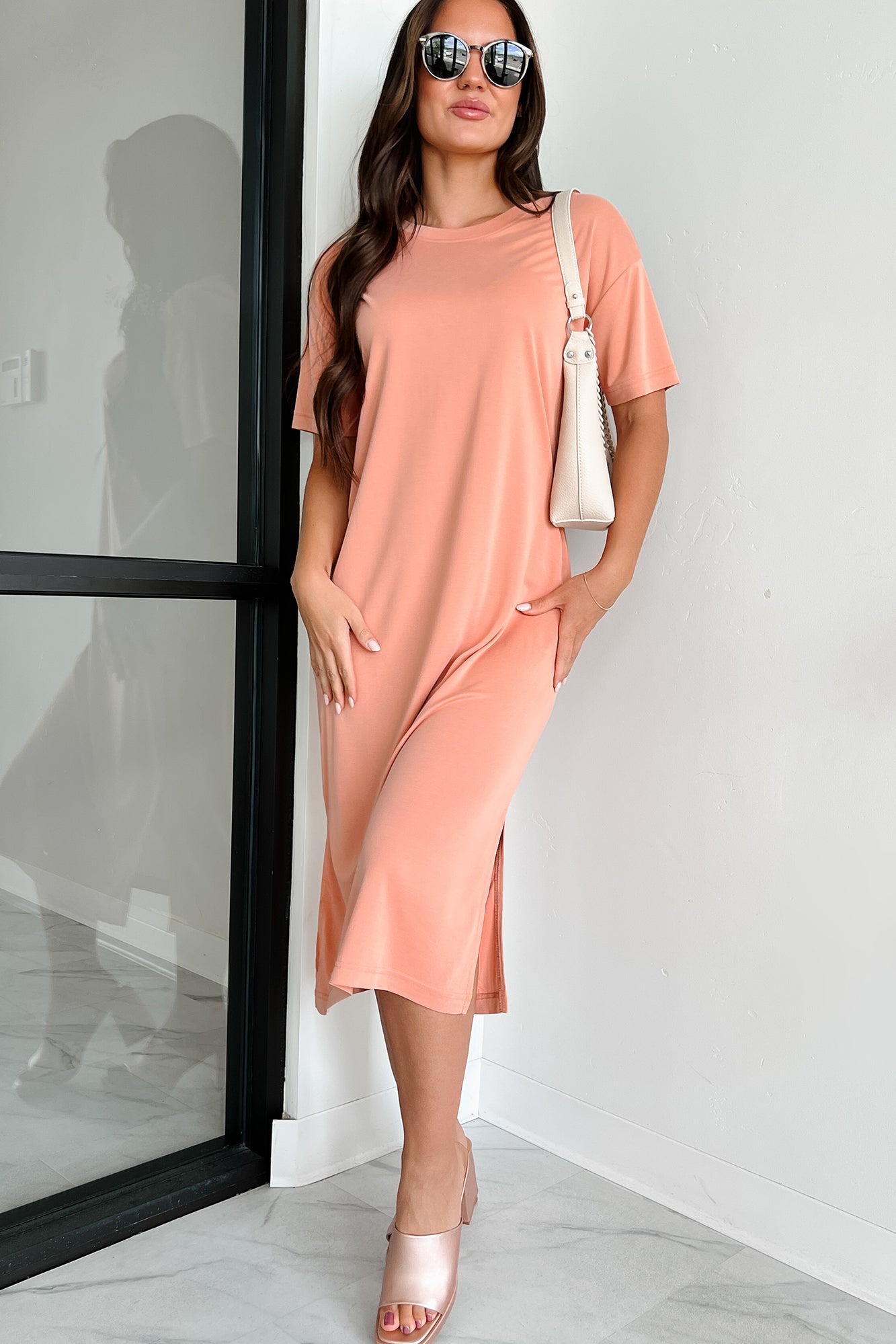 Jaylen T-Shirt Midi Dress (Dusty Clay) - NanaMacs