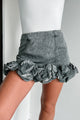 Call The Paparazzi Ruffled Denim Mini Skirt (Washed Black) - NanaMacs