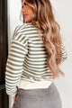 Malika Long Sleeve Collared Stripe Top (Olive/Cream) - NanaMacs