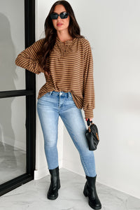 Harvest Hues Striped Long Sleeve Top (Mocha) - NanaMacs