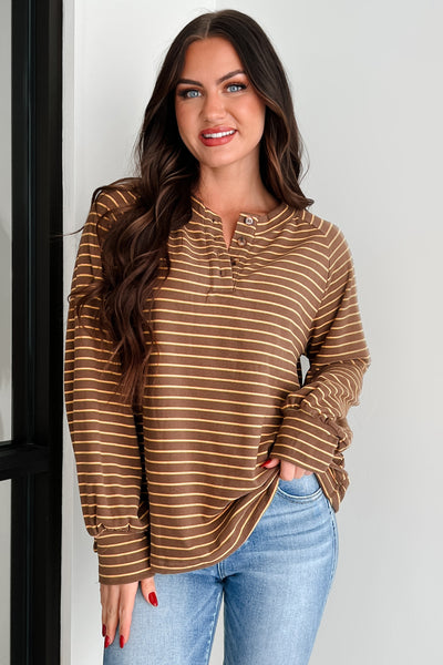 Harvest Hues Striped Long Sleeve Top (Mocha) - NanaMacs