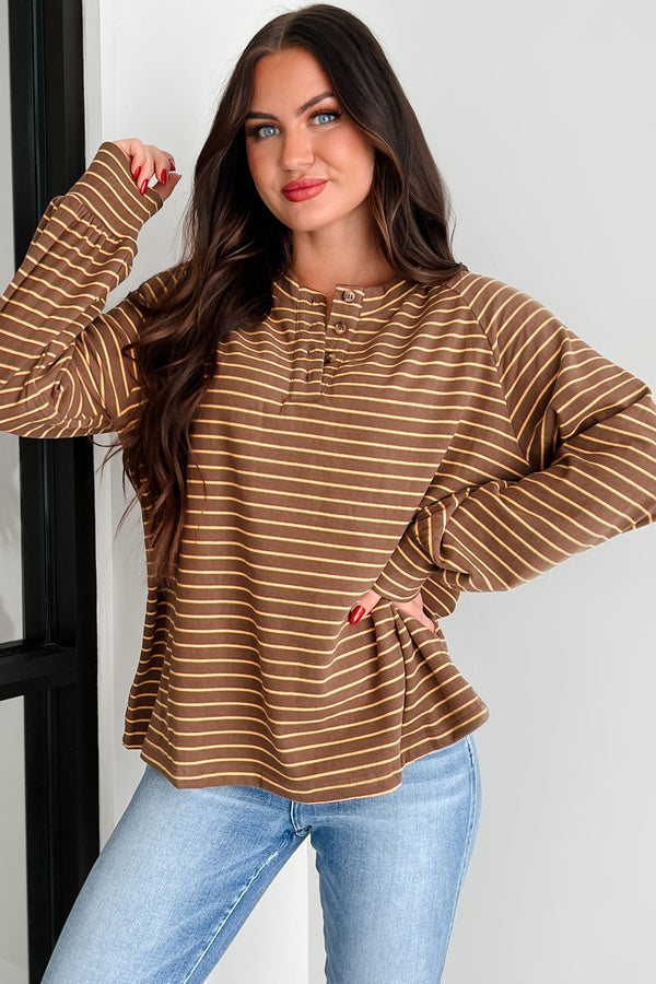 Harvest Hues Striped Long Sleeve Top (Mocha) - NanaMacs