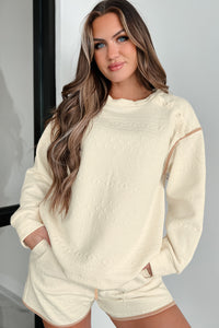 Early Calls Geometric Knit Lounge Set (Ivory) - NanaMacs