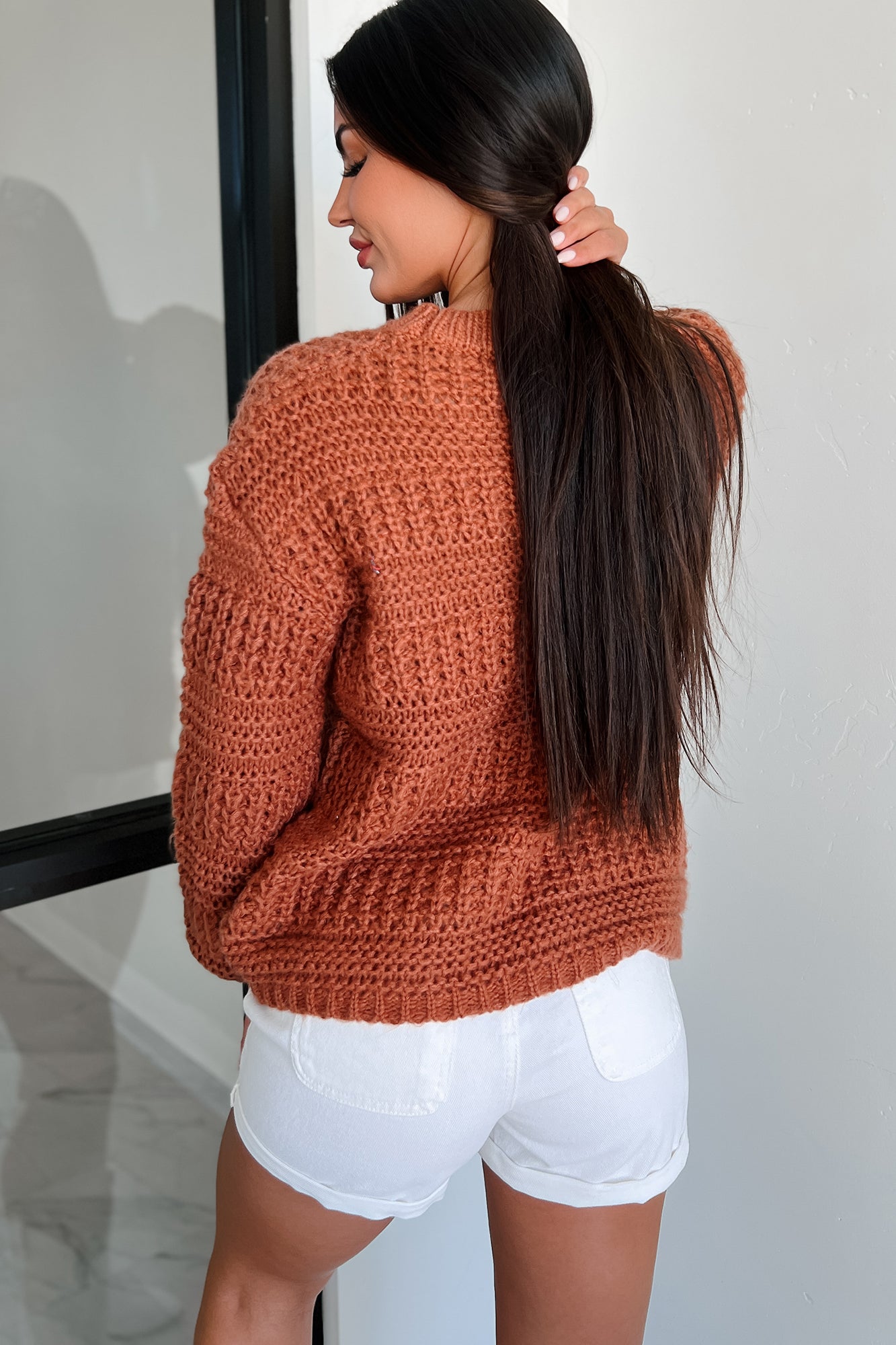 Fall Gratitude Chunky Knit Sweater (Rust) - NanaMacs