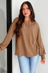 Harvest Hues Striped Long Sleeve Top (Mocha) - NanaMacs