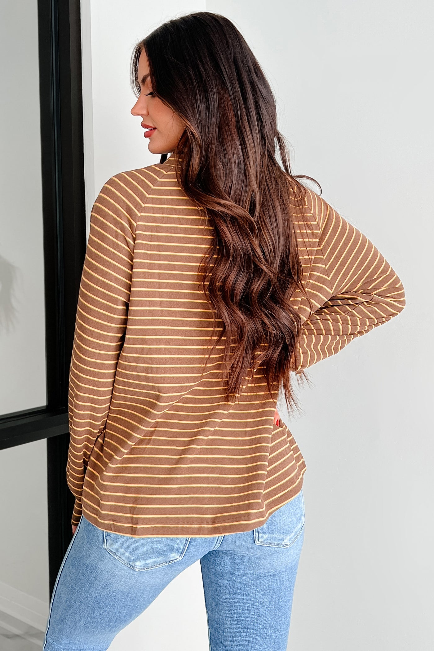 Harvest Hues Striped Long Sleeve Top (Mocha) - NanaMacs