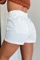 Samantha Denim Paperbag Shorts (White) - NanaMacs