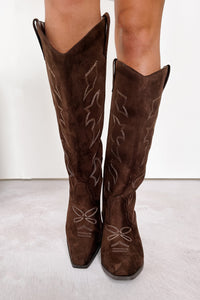 A Wild Ride Faux Suede Western Boots (Brown) - NanaMacs